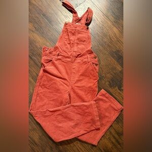 Women's billabong orange Corduroy Overalls size 4
